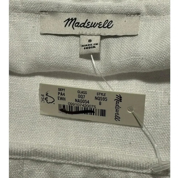 NEW Madewell Women’s Size 8 Eyelet White Embroidered Tank Mini Dress Linen NWT‎ - Picture 5 of 7